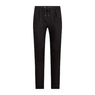 Buy Men Black Textured Linen Dobby Trouser Online at The Collective ...