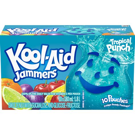 Kool-Aid Jammers Tropical Punch Flavour, 1.8L (4 Boxes of 10 Pouches ...