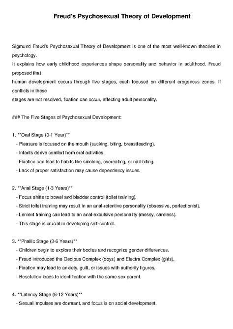 Freud Psychosexual Theory Short - Freud's Psychosexual Theory of ...