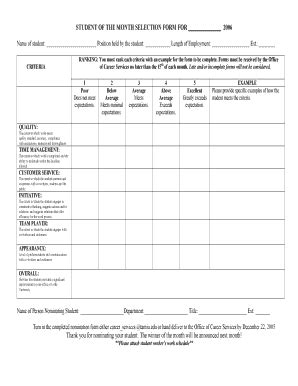 Student Of The Month Criteria Template - Fill Online, Printable ...