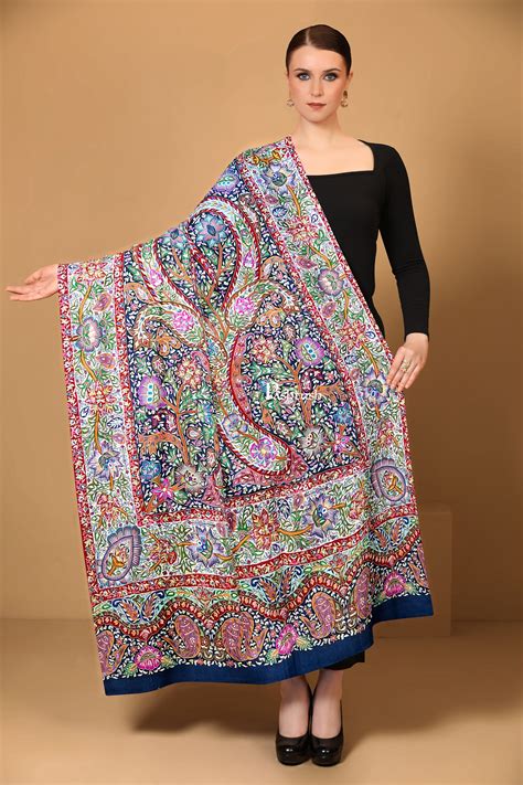Pashtush Womens Pashmina Shawl, Multicoloured Kalamkari, Hand Painted ...