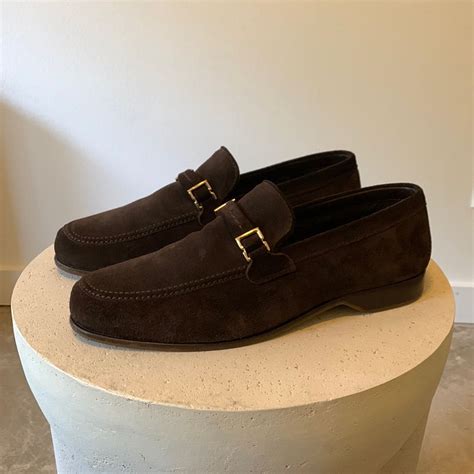 Salvatore Ferragamo - Men’s Dark Brown Suede Loafers | Brown shoes men ...