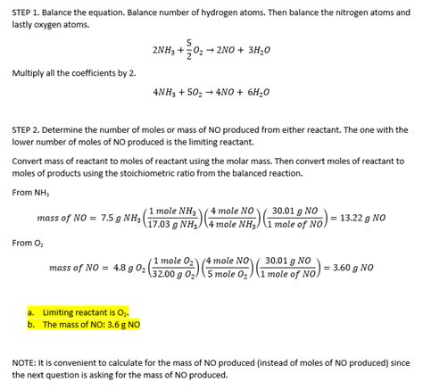 Image result for NH3 O2 NO H2O Balanced