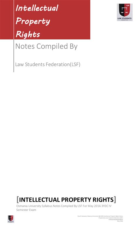 Intellectual Property Rights Notes for LLB 3YDC IV Sem - LSF May 2016 ...