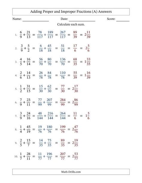 Image result for Addition of Improper Fractions