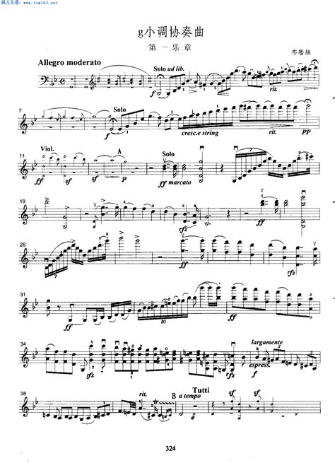 布鲁赫g小调协奏曲第一乐章 小提琴谱