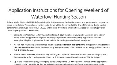 Opening Weekend Hunt Application & Instructions for Modoc NWR | FWS.gov