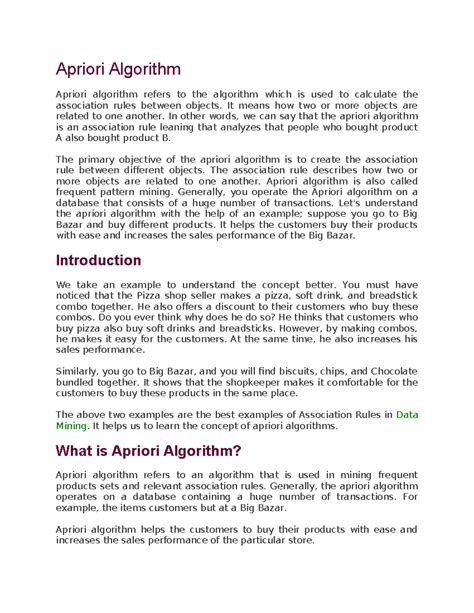 Study Notes: Apriori Algorithm in Data Mining - Studocu