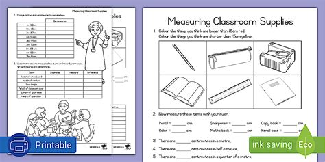 Image result for Measuring Classroom Objects Worksheet