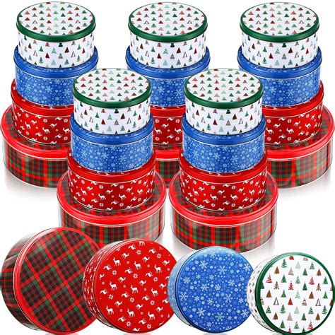 Amazon.com: Yaomiao 4 Pack Christmas Cookie Tins Christmas Tin ...
