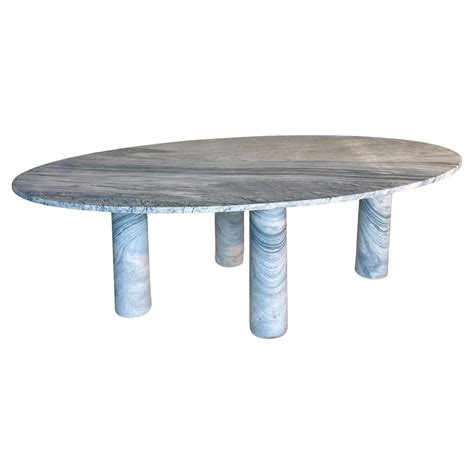 Large Oval Marble Dining Table with Column Legs in the style of Mario ...