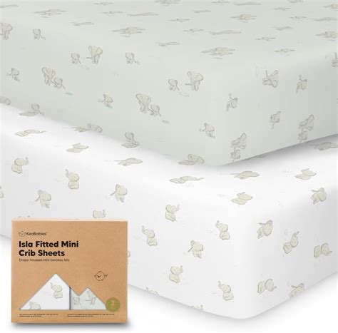 Amazon.com: Pack and Play Sheets Fitted, 2-Pack Mini Crib Sheets - Pack ...