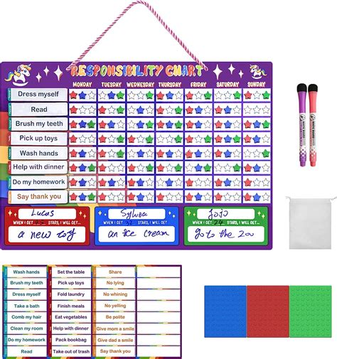 Buy Magnetic Chore Chart, Responsibility Reward Chart for Multiple Kids ...