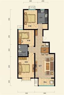 两室两厅一卫一厨两层平面图 平面图两厅装修