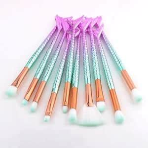 AIR BEAUTY 10 pcs Mermaid Makeup Brush Set Chubby Fish Soft Nylon ...