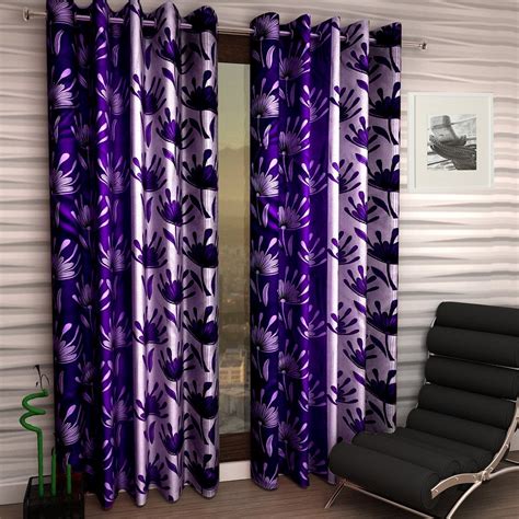 Buy Homefab India Set of 4 Purple Window Curtains (6X4ft) Online at Low ...