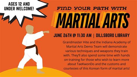 Find Your Path with Martial Arts (DPL), Dillsboro Public Library, 26 ...