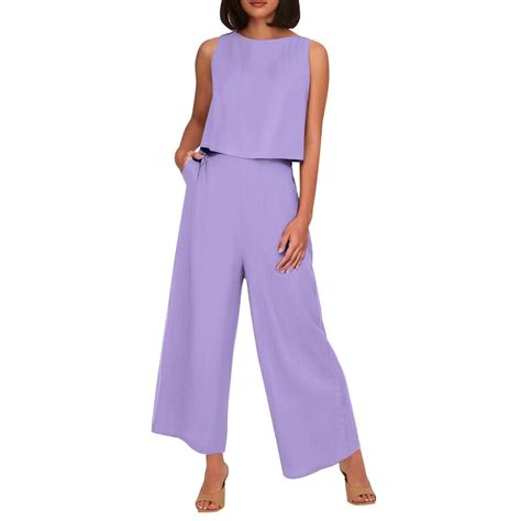 Zszcpp Pants Set For Women Outfits Set Solid Cotton Linen Sleeveless ...