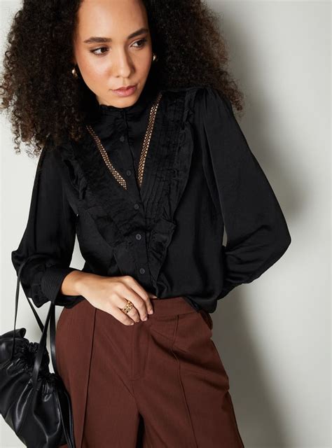 Buy Women Solid Ruffle Detail Blouse Online at just Rs. 1199.0 ...