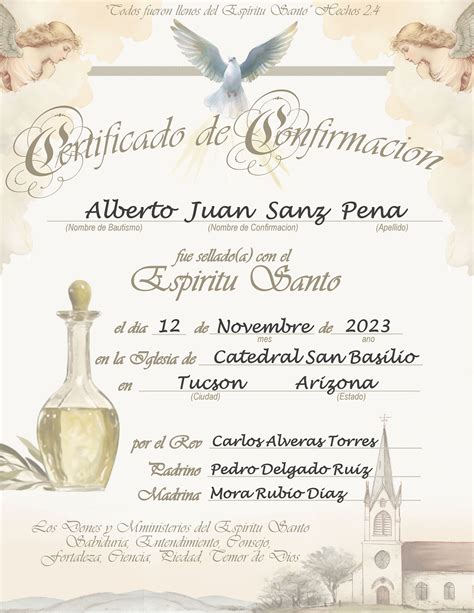 Certificado De Confirmación Personalizado (vertical), Imprimible ...