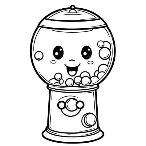 Gumball Machine Coloring Pages With A Smiling Face Outline Sketch ...