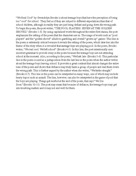 UComp We Real Cool - “We Real Cool” by Gwendolyn Brooks is about ...