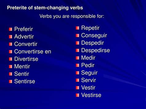 PPT - Preterite Stem-Changing Verbs PowerPoint Presentation, free ...