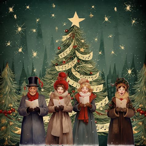 Musical Christmas Tree Carolers Art Free Stock Photo - Public Domain Pictures - drawing of xmas carolers