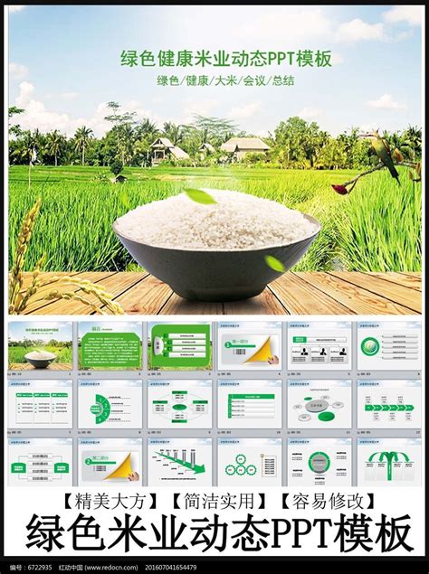 农业米业绿色有机大米水稻PPT模板_红动网