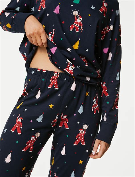 Buy Women's Disco Santa Family Christmas Pyjama Set at Marks & Spencer
