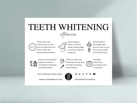 Teeth whitening aftercare template editable teeth whitening post care ...