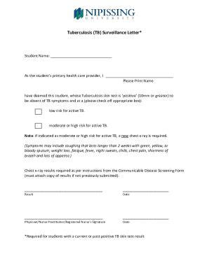 Fillable Online Tuberculosis (TB) Surveillance Letter* Fax Email Print ...