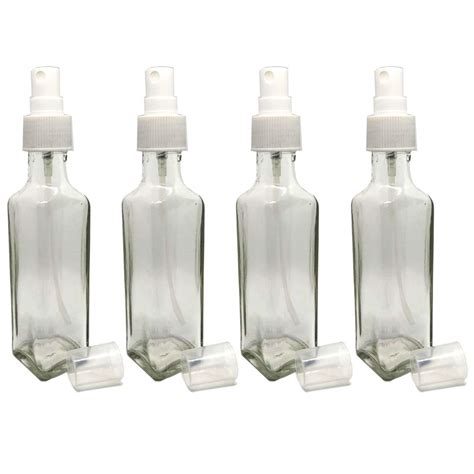 GIFTBASH Glass refillable and transperent Square Bottle with Spray Pump ...