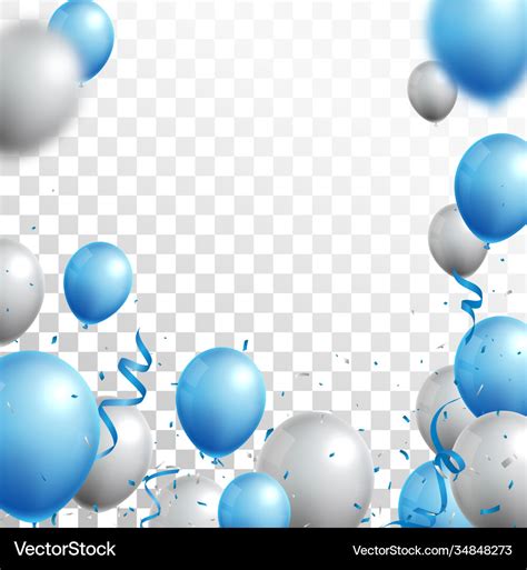 Celebrations banner with blue and silver balloons Vector Image