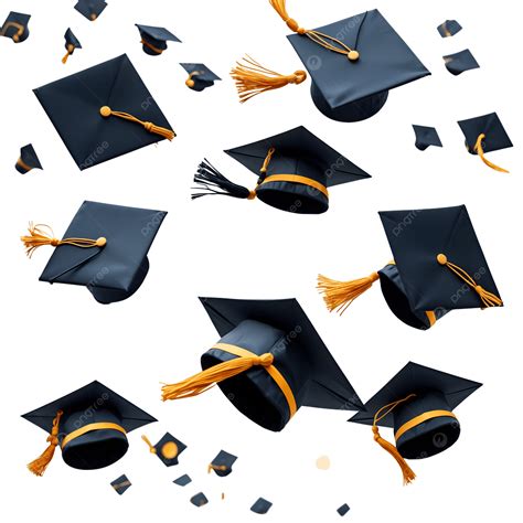 Flying Graduation Hats Celebration Of Academic Success, Blue Graduation ...