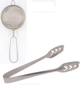 Velofeil VFL49 Set of 2 Steel Tea Coffee Liquid Strainer and Tong ...