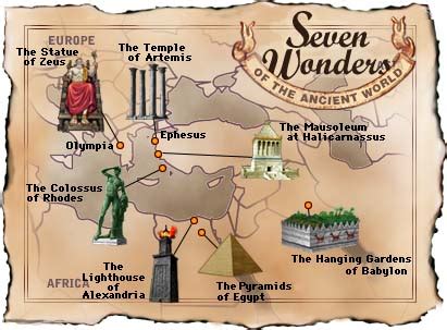 Old 7 Wonders of the World Map 的图像结果