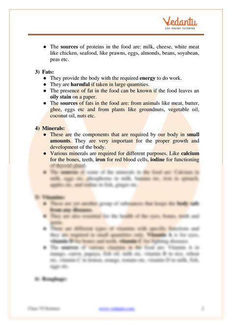 Image result for Components of Food Class 6 Textbook PDF