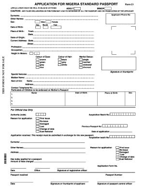 Nigeria Passport Application - Fill and Sign Printable Template Online