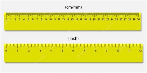 Righelli gialli, segnati in centimetri e pollici | Vettore Premium