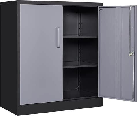 Yizosh Metal Garage Storage Cabinet with 2 Doors and 2 Adjustable ...