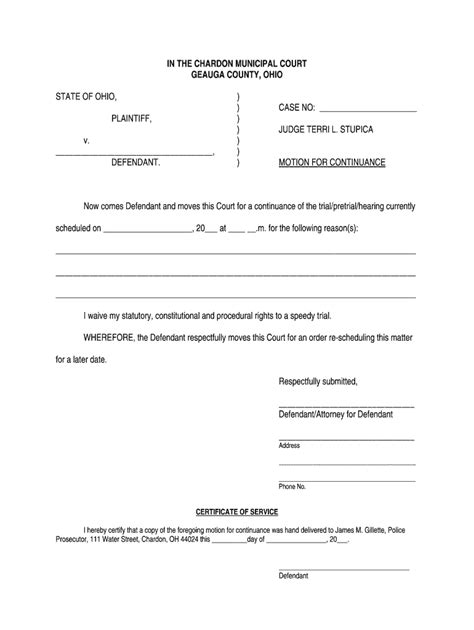 Fillable Online IN THE CHARDON MUNICIPAL COURT Fax Email Print - pdfFiller