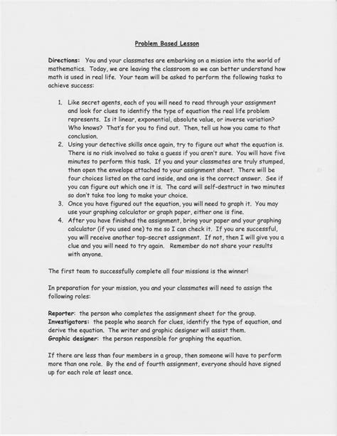 Image result for Problem Based Learning Lesson Plan Examples