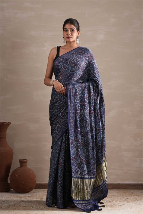 Saree Ajrakh Blockprint