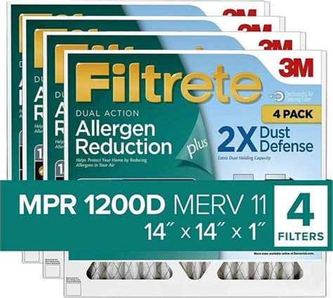 4 PACK Filtrete 14x14x1 Air Filter MPR 1200D MERV India | Ubuy