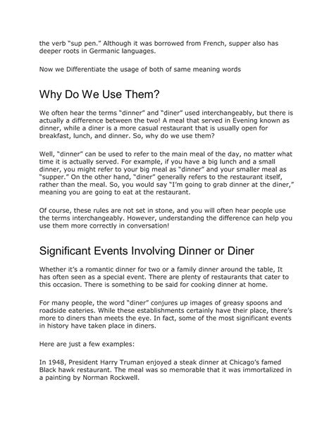 diner vs dinner | PDF