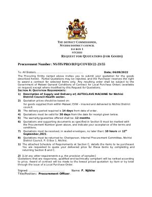 Request for Quotation RFQ COVID-19 VACCINE ... Doc Template | pdfFiller