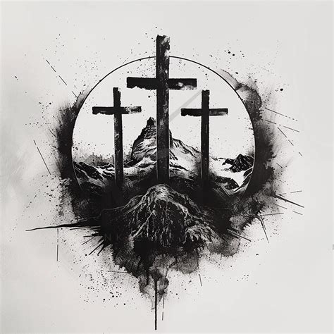 Three Crosses on Calvary Tattoo Design - Download High Resolution ...