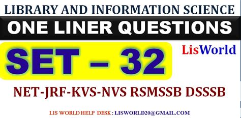 Important LIS One Liner Questions 01 to 25 (Set - 32) - LIS World