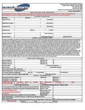 Fillable Online Saol Application Form.pdf - SAOL.com Fax Email Print ...